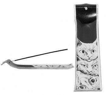 Incensário de Vidro Canaleta Gato 23 cm